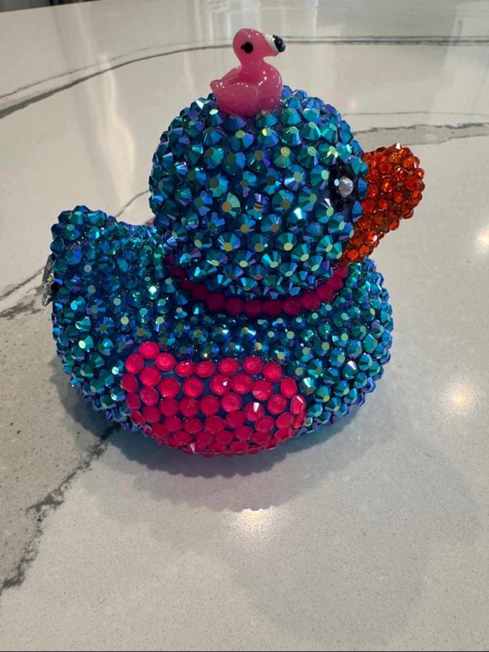 Glass Rhinestone Duck with Flamingo and Butterfly Accessories
